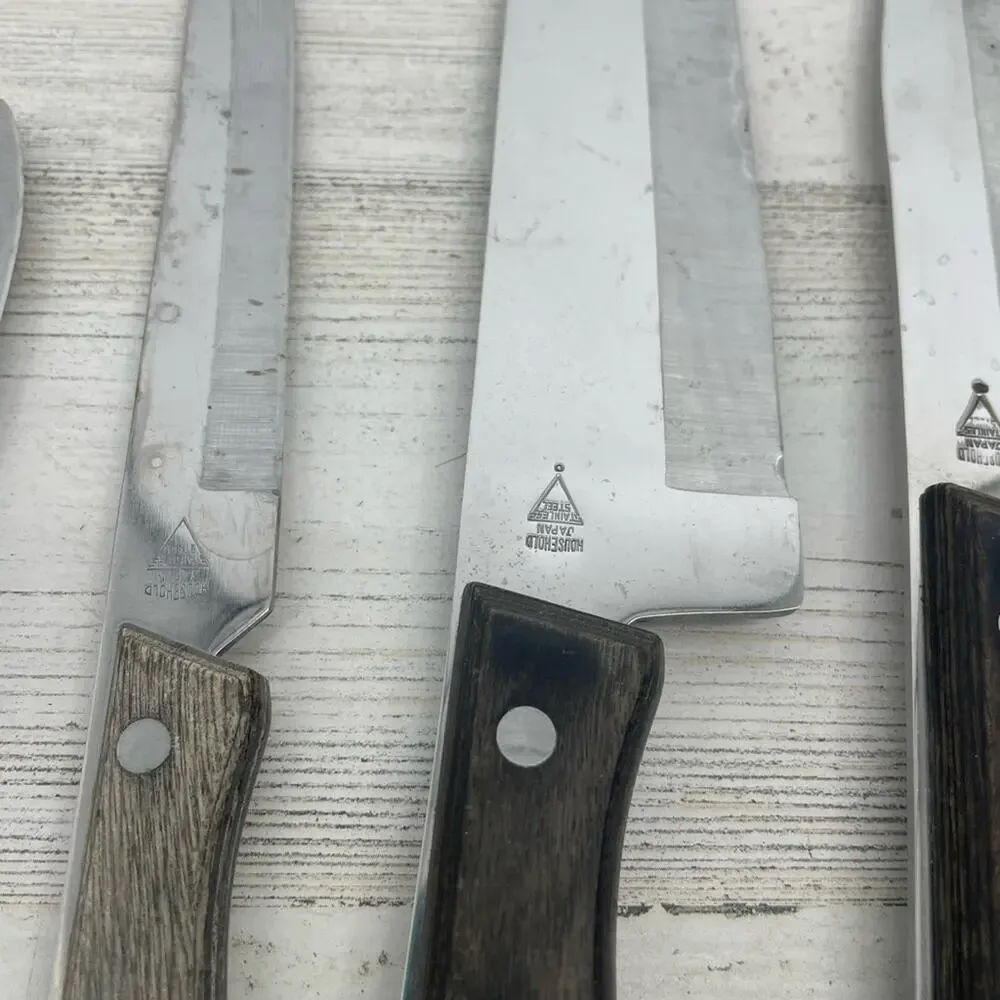 Emperor Steel Knifes Set Vintage Wooden Made In Japan Set Of 6